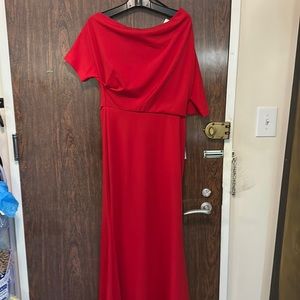 Red Evening gown.Betsy Adams Size 10. Slight opening on seam.
